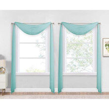 Écharpes décoratives bleu piscine, rideaux en voile clair chics et frais, cantonnières flexibles pour maison de plage et chambre d'enfant, lot de