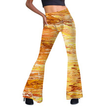 Pantaloni sport evazați cu talie elastică și imprimeu marmorat pentru femei