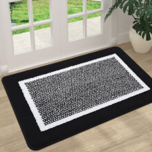 Tapete de porta antiderrapante e absorvente para interiores, 81 cm x 51 cm, preto, lavável, compatível com todos os tipos de piso.