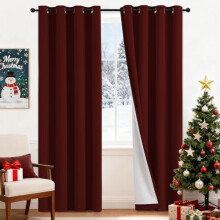 Room Darkening 100% Blackout Grommet Curtains, Burgundy Red, Thermal Insulated, 2 Panels (52"x84"), Compatible with Standard Rods