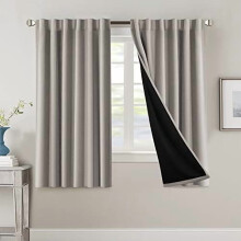 100% Blackout Curtains with Black Liner, Thermal Insulated, Back Tab/Rod Pocket, 63" L, 2 Panels, Warm Taupe – Compatible with Standard Rods