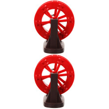 Set of 2 Red Waterwheel Ornaments for Outdoor Fountain, Pond, and Waterfall Pump Decoration Accessories