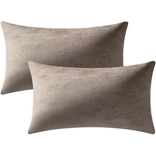Διακοσμητικά Μαξιλαροθήκες Taupe 12x20 ίντσες 2 τεμάχια Βελούδινες