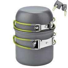 Equipamento de camping, panelas e frigideiras para camping, utensílios de cozinha para trilhas e mochilão.
