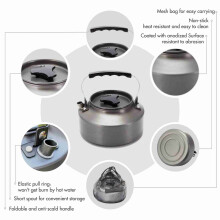 1 Outdoor Teapot With Cup Stainless Steel Rustproof Anti-corrosion Tableware Set Kettle Camping Pinic Hiking