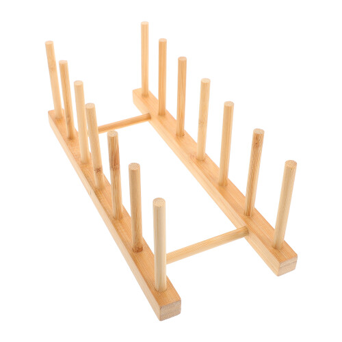 2Pcs Beige Wooden Spool Rack Thread Storage Stand for Sewing Home Use