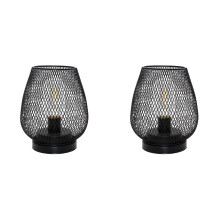 Lampada da tavolo vintage a gabbia in metallo con LED, alimentata a batteria, stile industriale per interni/esterni, ideale per matrimoni e casa