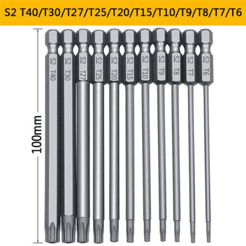 11Pc Long Reach Torx Star Hex Security Bit Set Tamper Proof Screwdriver Bit Hole