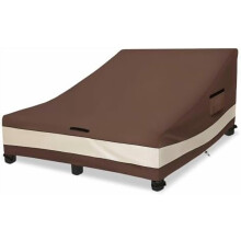 Housse imperméable pour chaise longue double, 600D ultra-résistante, 208 cm de large, pour chaise longue de patio - Marron