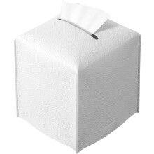 Boîte à mouchoirs carrée en similicuir – Porte-mouchoirs cubique moderne en similicuir, décoratif, pour salle de bain, table de chevet ou
