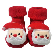 Christmas Non-Slip Slipper Socks for 0-3Y, Thermal Cotton Prewalker Shoes, Santa Design – Compatible with Baby Feet
