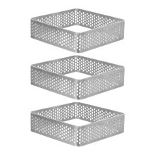 3Pcs Silver Stainless Steel Square Tart Rings Mousse Cake Baking Molds