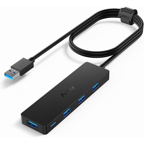 Concentrador USB 3.0 de 4 puertos con cable de 1,2 metros.