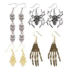 8Paren Paar Vintage Halloween Oorhangers Gekleurde Oorbellen Vrouw