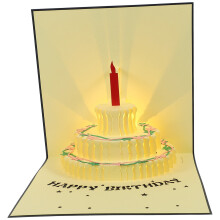Carte d'anniversaire musicale carrée bleue lumineuse
