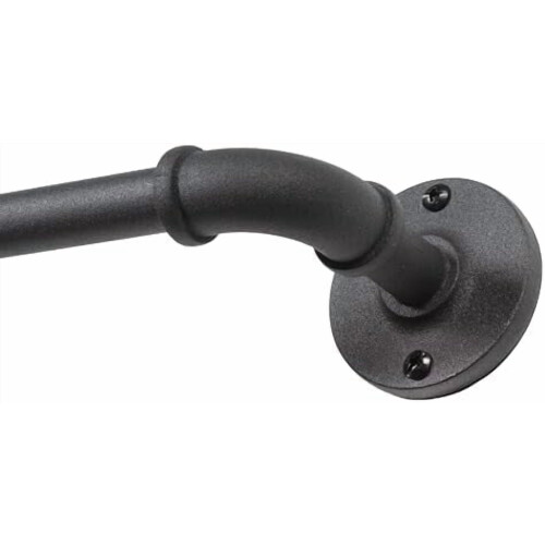 Black Adjustable Industrial Curtain Rod 48–84 in