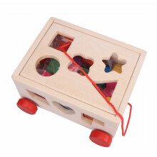 2Pièces Jeu Educatif Bois Bloc Formes Beige Enfant