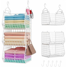 3-stöckiges, faltbares Metall-Kleiderschrank-Organizer-Set