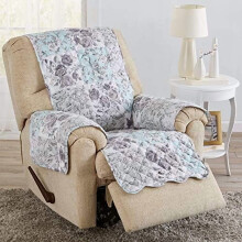 Wendbarer Möbelbezug mit floralem Patchwork-Muster für Hunde, Kinder und Haustiere – Maschinenwaschbar, fleckenabweisend, mit gewelltem Rand