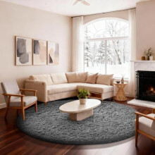 Grey shag round rug 6 ft diameter