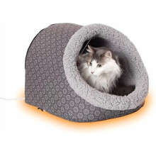 Fűtött macskafekhely – Thermo-Pet barlang nagy macskáknak és kutyáknak, fedett, összecsukható sátor, mosógépben mosható, biztonsági