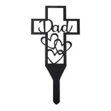 Estaca memorial de 30 cm para jardim ou cemitério, em metal branco com característica resistente às intempéries.