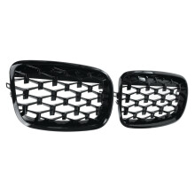 Auto Diamant Gitter Front Nieren Gitter Chrom Mesh KüHlergrill Auto ZubehöR für E70 E71 E72 X5 X6 2007-2013 Schwarz