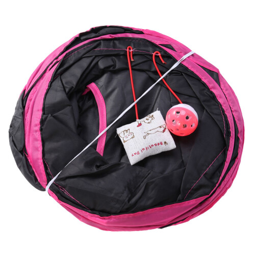 3Pièces Tunnel Pliable Rose Pour Rongeur D'exploration Sécurisé
