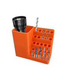 Oransje boreholder med koppholder, plast
