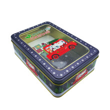 MOQIN Weihnachtskeksdosen mit Deckel – Weihnachtsmann-Geschenkboxen aus Metallblech für Süßigkeiten, Leckereien und Aufbewahrung (7,3 x 5,1 x