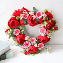 Guirlanda de rosas vermelhas em formato de coração de 45 cm (18 polegadas).