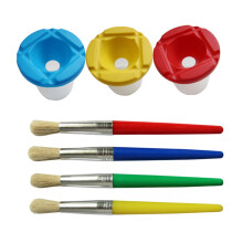 3Sets Painting Cup Brush Tool Kit for Kids with Colorful Wash Cups