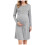 Abito premaman da donna in cotone a maniche lunghe con scollo rotondo, lunghezza midi 1