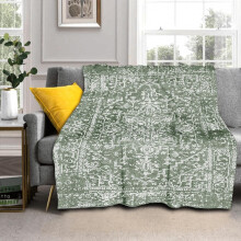 Sage Green Boho Flannel Throw Blanket, 40x50", Soft Lightweight Vintage Aztec Geometric Design for Couch, Chair, Bed – All Seasons Decor