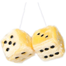 Yellow Fuzzy Dice for Rear View Mirror, Pair of 2.75" Plush Dice Retro Hanging Ornaments Car Interior Rearview Mirror Decor Accessories (Yellow)