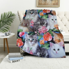 Kawaii-Katzen-Decke für Mädchen, süße Katzen-Kuscheldecke, weiche Plüsch-Flanelldecke, Geschenk für Katzenliebhaber, Sofa, Wohnzimmer,