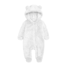 Combinaison-grenouillère chaude et épaisse en peluche avec oreilles d'ours, tailles 0-3 mois, unisexe, pour nouveau-nés garçons et filles.