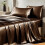 Queen Satin Sheet Set 4-Piece Microfiber 1