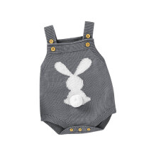 Body per neonati e bambine in offerta, con decorazione a coda di coniglio 3D e bretelle, tutina lavorata a maglia, abbigliamento pasquale per