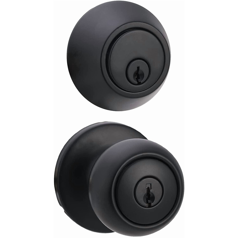 Exterior Door Knob With Key Lock And Deadbolt, Coastal, Matte 9399596507620