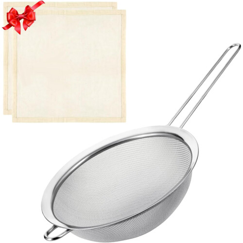 Feinmaschiges Edelstahlsieb 20 cm mit Griff +