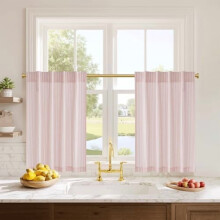 Café-Gardinen in Leinenoptik, 61 cm lang, 2er-Pack
