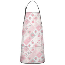 Schürze mit Blumenmuster von Pioneer, aus Baumwoll-Leinen mit Taschen, wasserdicht, verstellbar, 84 x 69 cm (33 x 27 Zoll), für Küche,