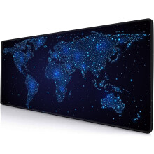 Stor gamingmusemåtte (76,5x28 cm), syede kanter, skridsikker base, Galaxy World Map – kompatibel med alle mus