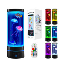 Lámpara de medusas: luz nocturna para acuario de 17 colores, con control remoto y alimentación USB, diseño de peces en movimiento, compatible con