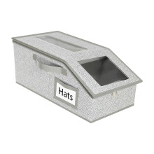 Hat Organizer for Baseball Caps, Transparent Window Storage Box Holds Multiple Hats, Closet Shelf Organizer with Cardboard Base (16X9X7In) Grey