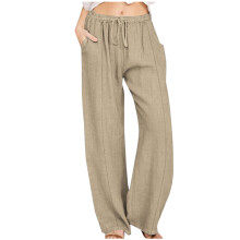CHGBMOK Pantaloni de in Femei In Casual Talie Mare Picior Largă Dreaptă Rochie Bumbac In Pantaloni Pantaloni S-3XL