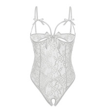 Crotchless Bodysuits for Women Lace Underwear Gauze One-Piece Garment Pajamas Underwear