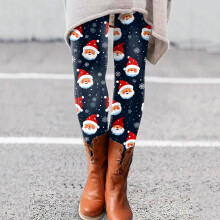 Leggings florales de poliéster hasta el tobillo para mujer – Azul,