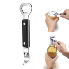 Abrelatas manual de acero inoxidable para camping.